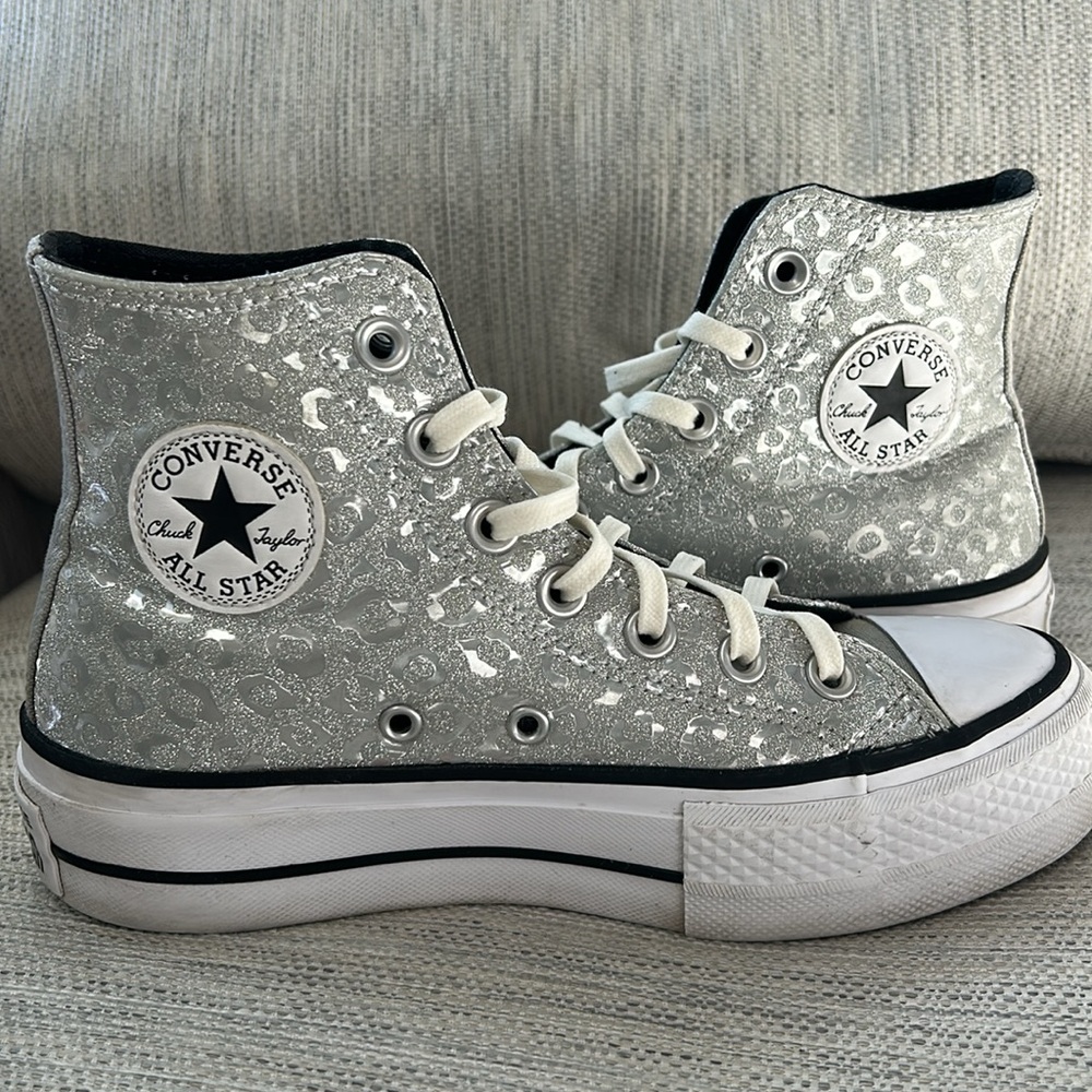 Converse Silver Glitter High-Top Sneakers